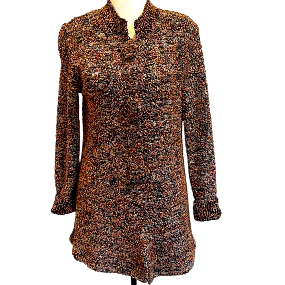 Jamie Kreitman New York Boucle Knit Cardigan Sweater Medium USA Tweed Fall